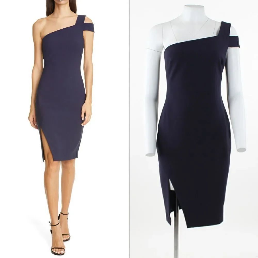LIKELY Packard One-Shoulder Sheath Dress in Navy